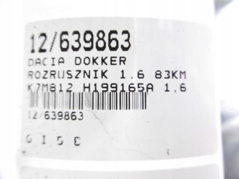 DOKKER СТАРТЕР H199165A 1.6 16V 438163 Product image